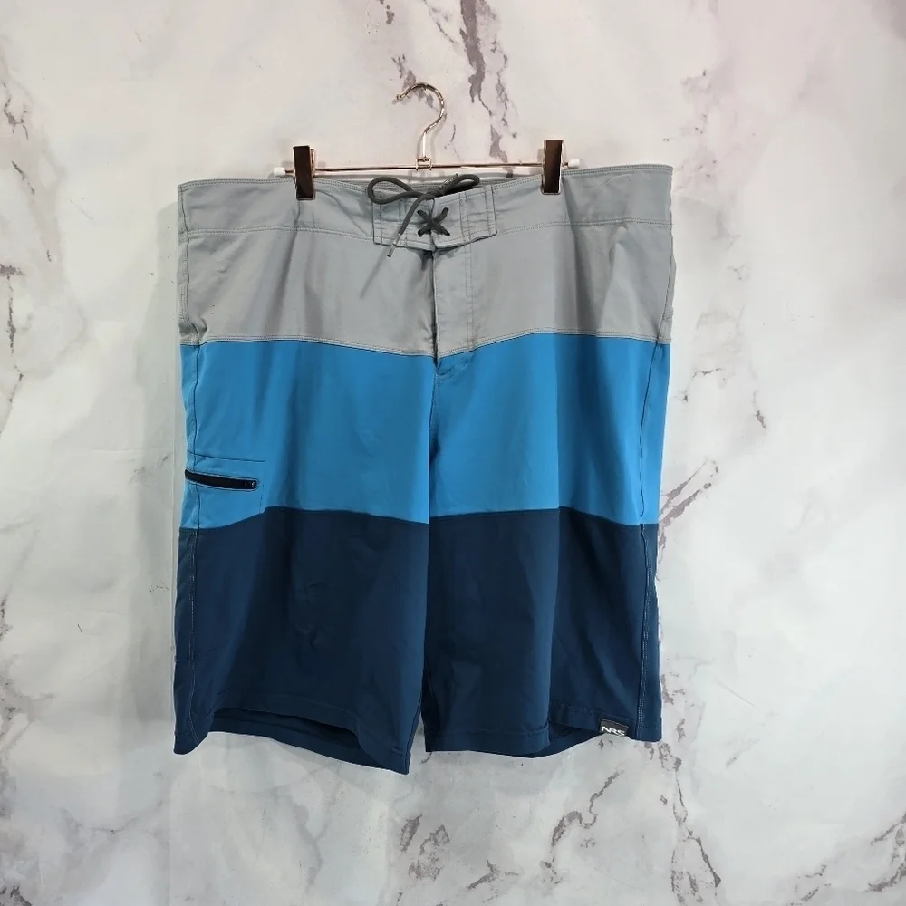 NRS Shorts Mens 40 Blue Gray Hybrid 11 Inch Nylon Guide Water Resistant Swim